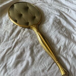 Vintage Style Hand Mirror in Gold Tone